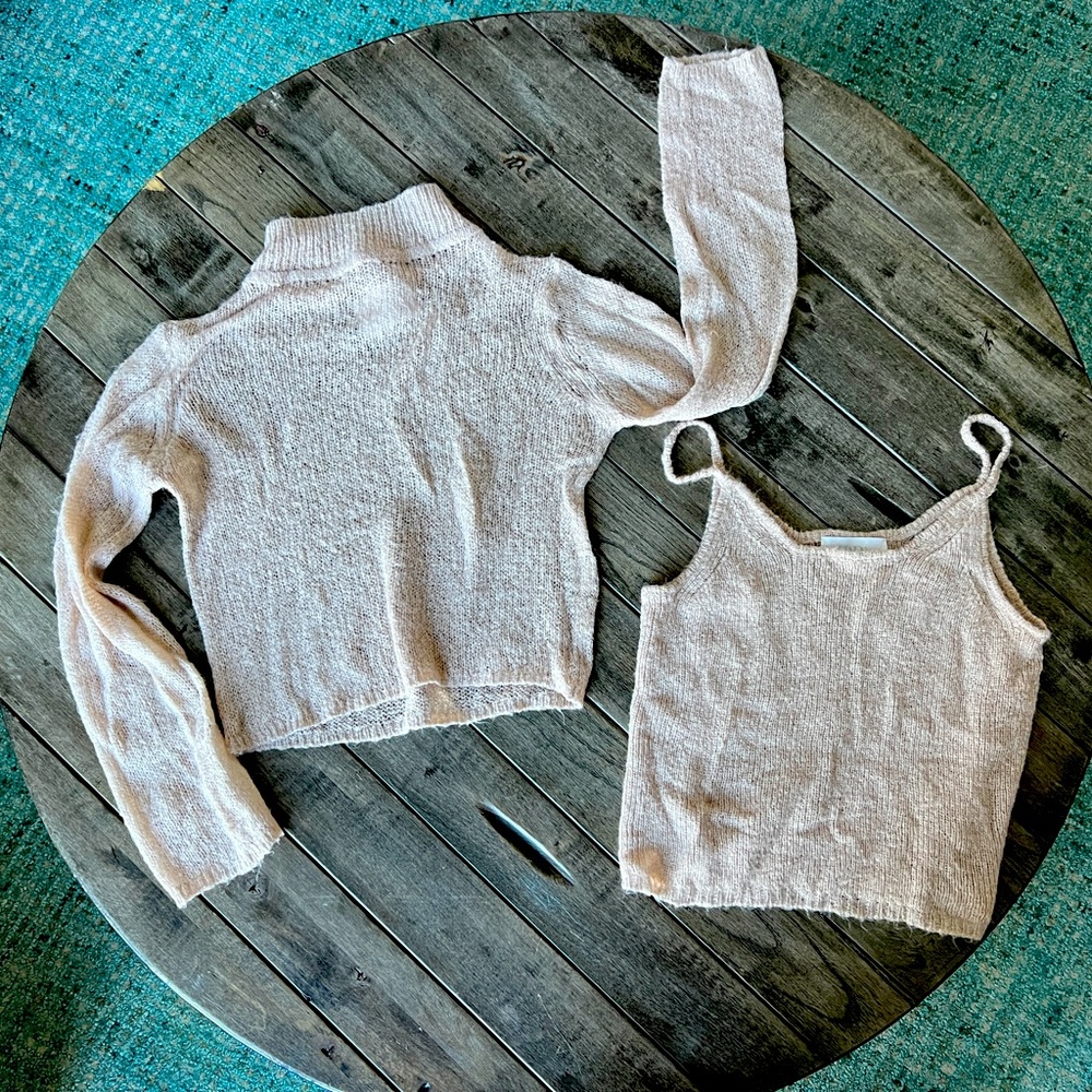 Zara Fine Knit Mock Turtleneck Sweater Tank Top Girls 10 Soft Fluffy Fall Winter